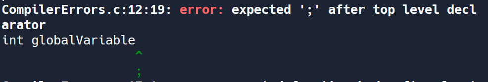 Error 1: Missing Semicolon